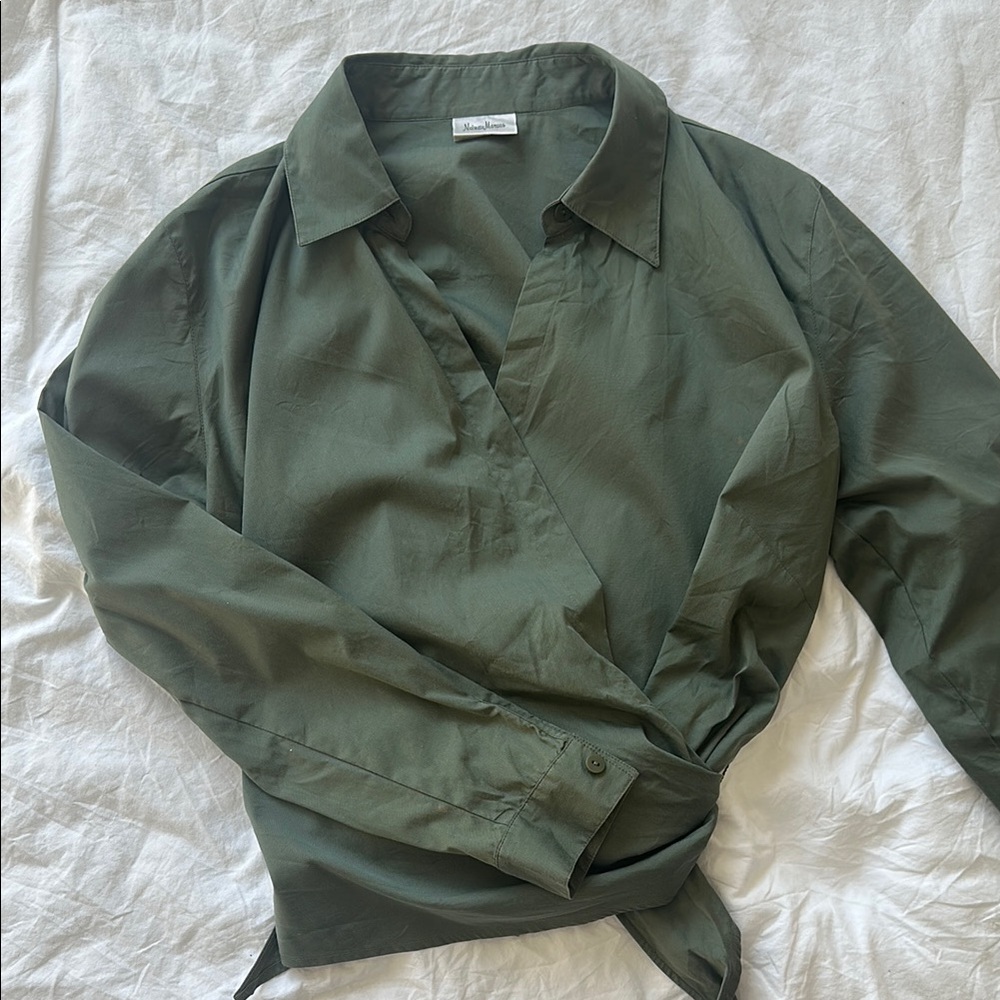 Neiman Marcus Green Wrap Top Size 8